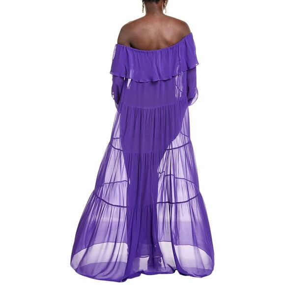 Max Mara Womens  Studio Lemma Silk Maxi Dress, Purple - Picture 2 of 3